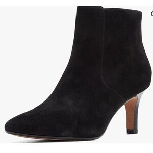 Clarks Illeana Petal Black‎ Suede Ankle Dressy Boots Booties Womens 6 M